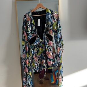 NastyGal Multicolor Women's Mini Dress with Flared Sleeves